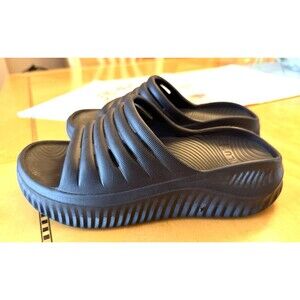 Kuailu Women’s Sz 6 Recovery Slides Sandals Black Cushioned Running Arch Support